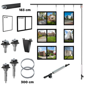 Set todo en uno – Porta póster LED 2x A4 + 3 Porta pósters LED A4