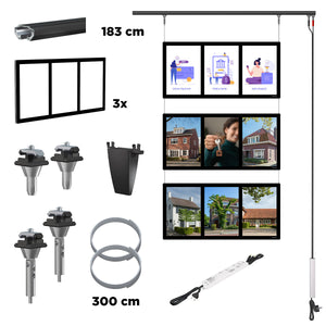 Set todo en uno 3x3 Porta pósters LED A4