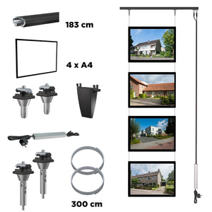 Set todo en uno - 4x Porta pósters LED A4