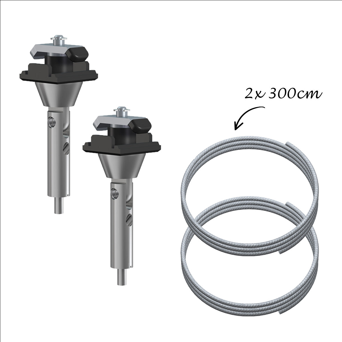 Display It LED - Set de suspensión de cables 1,5 mm 300 cm (2 uds.)